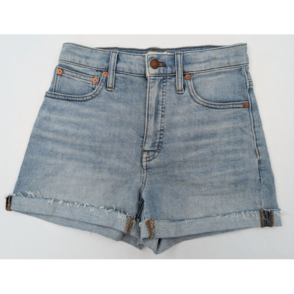 Madewell High Rise Denim Shorts Women's 24 Blue Raw Hem Cut Off Stretch MD737